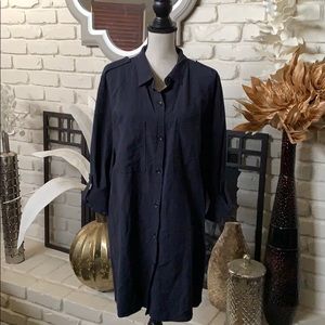 ZARA navy blue button down dress!